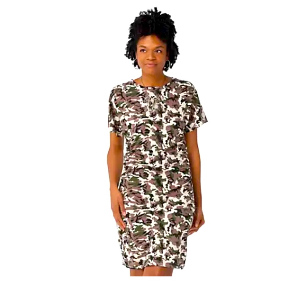 SEED TO STYLE Dress Organically Camouflage T-Shirt Ruched Side Dress